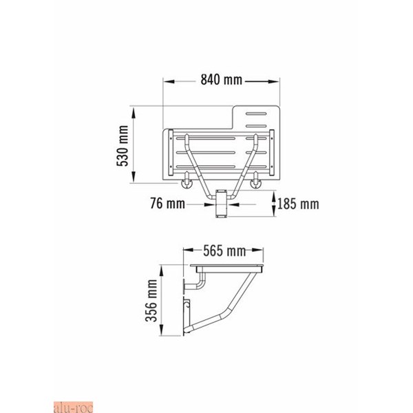 Croquis medidas del asiento reversible