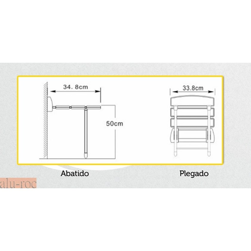 Asiento plegable con apoyo a suelo para uso del aseo diario