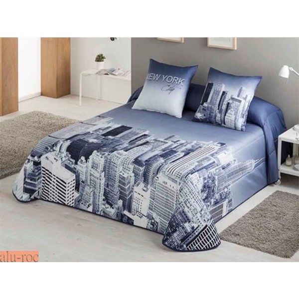 Bouti con estampado NEW YORK, rascacielos en blanco y azul para decorar dormitorios de jovenes