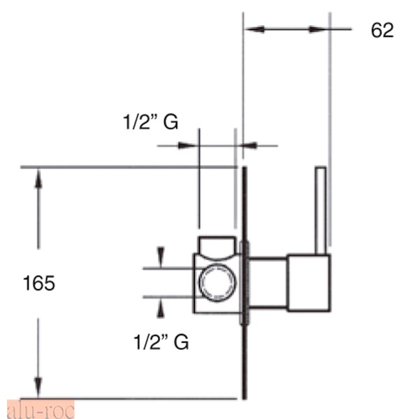 Plano de medidas del grifo monomando para empotrar
