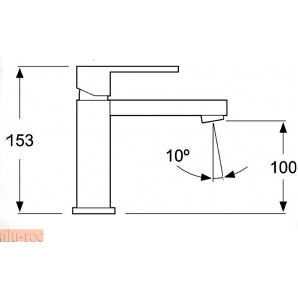 Plano con las medidas del grifo monomando para lavabo