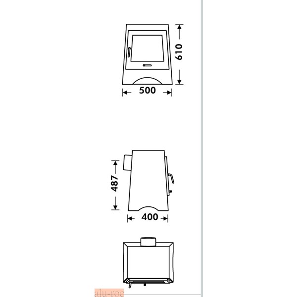 Medidas de la estufa de leña Panadero modelo Alaska